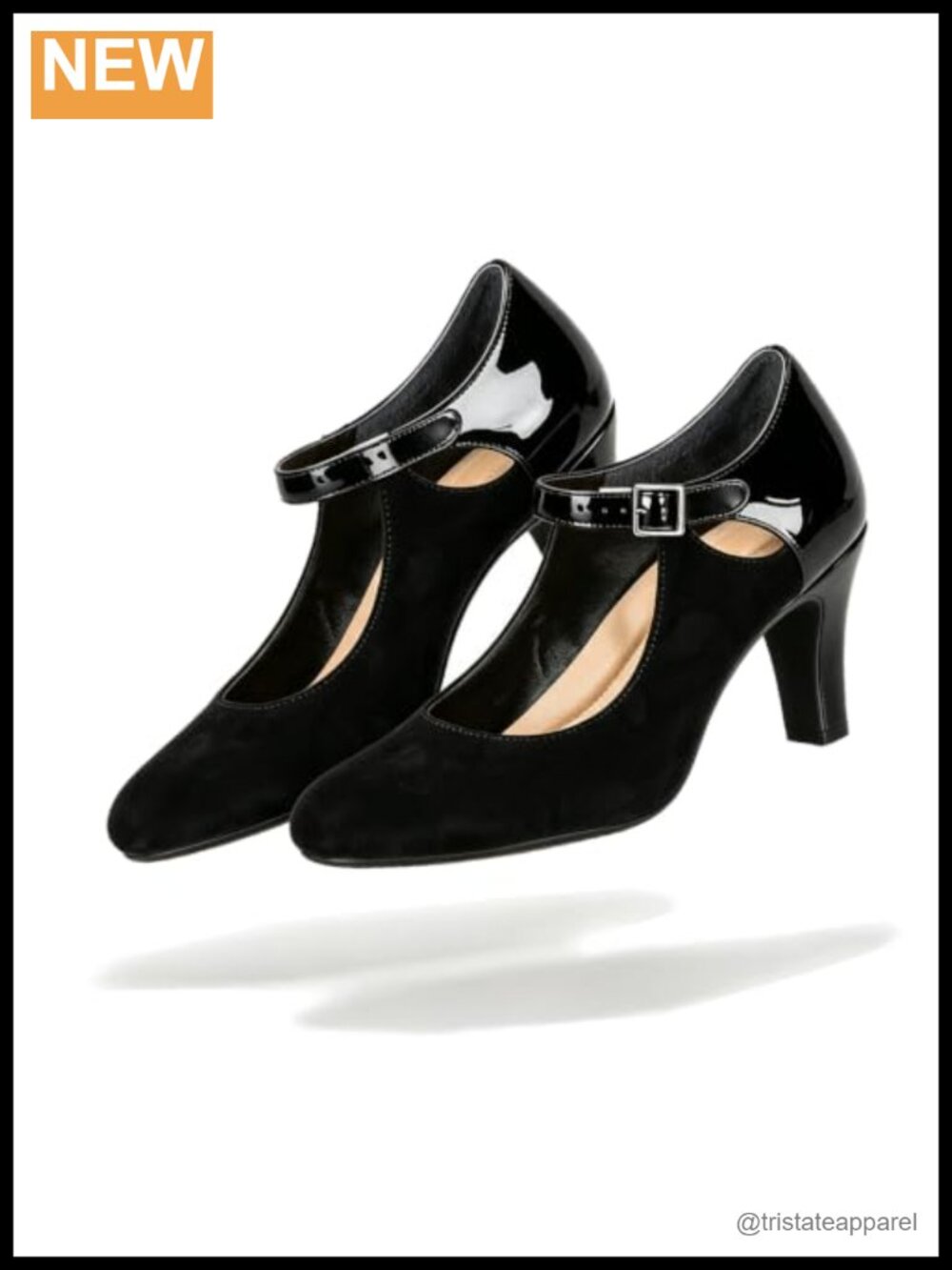 SHODENSE Women's Kitten Heel Mary Jane Pumps Round Toe Ankle Strap